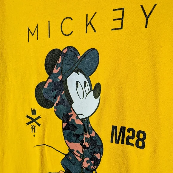 Disney x Neff Mickey Mouse Graphic T-Shirt – Mustard Yellow – Size M - Picture 3 of 5